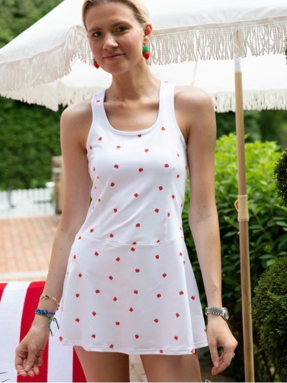 NWOT Women’s Club Court Strawberry Hadley Polyester & Spandex Dress Size Small